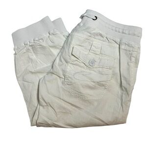 EDC ESPRIT linen women white cargo capri vintage Y2K